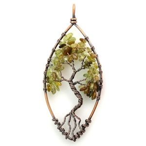 Gorgeous Prehnite Crystal Tree of life Necklace
